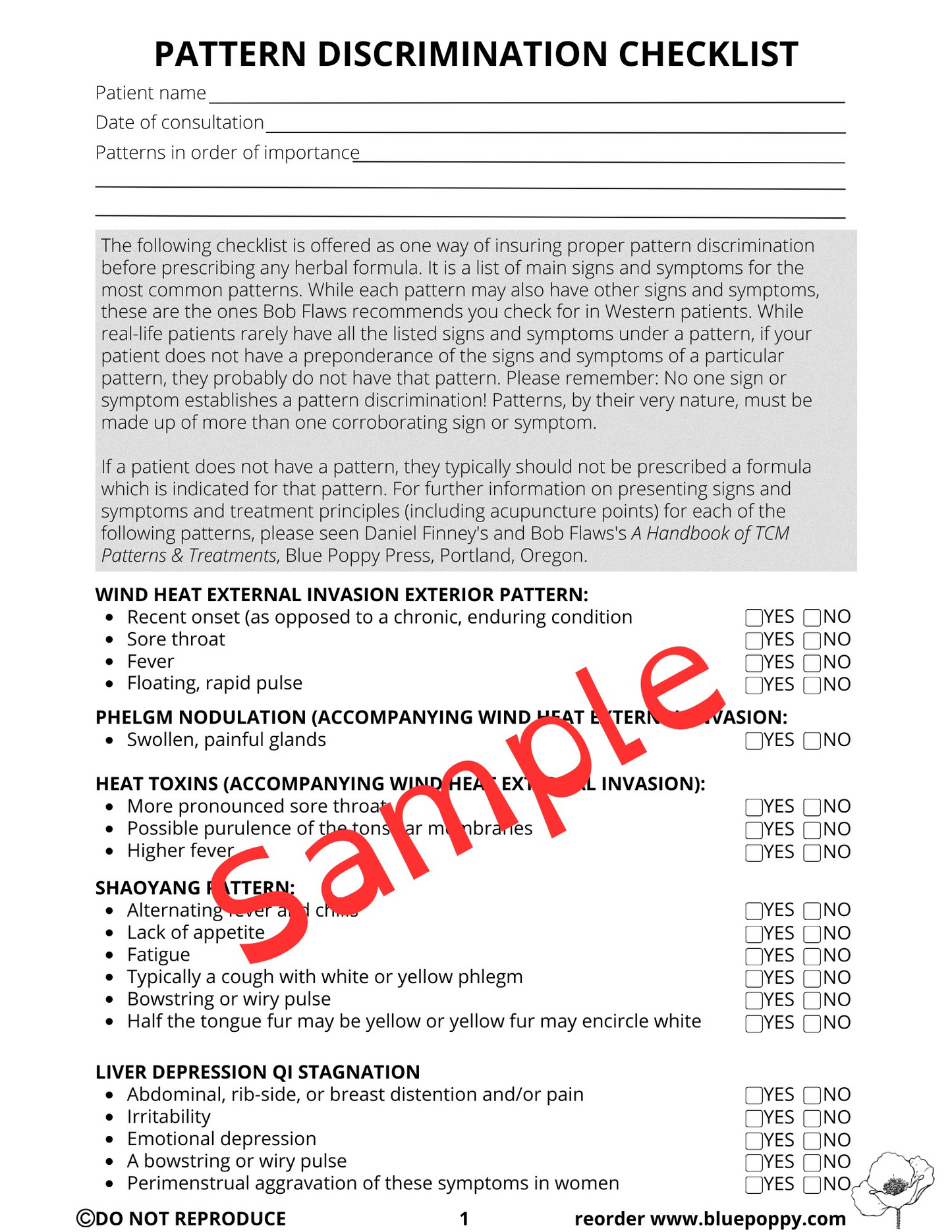 Pattern Discrimination Checklist - PAD OF 25