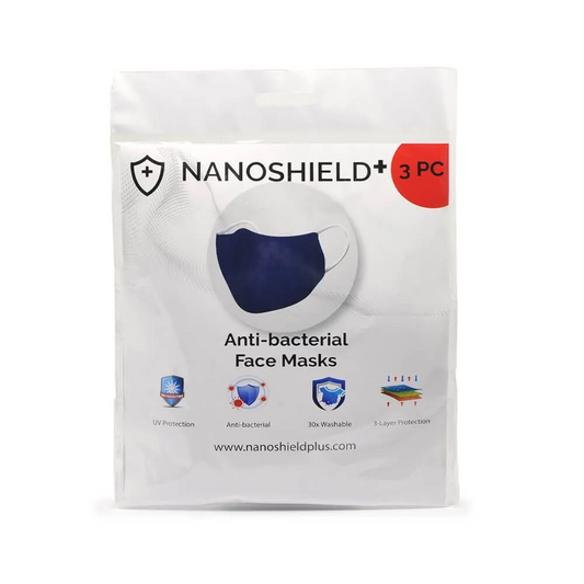Nanoshield+ Reusable Antibacterial Face Mask - Blue - Pack of 3