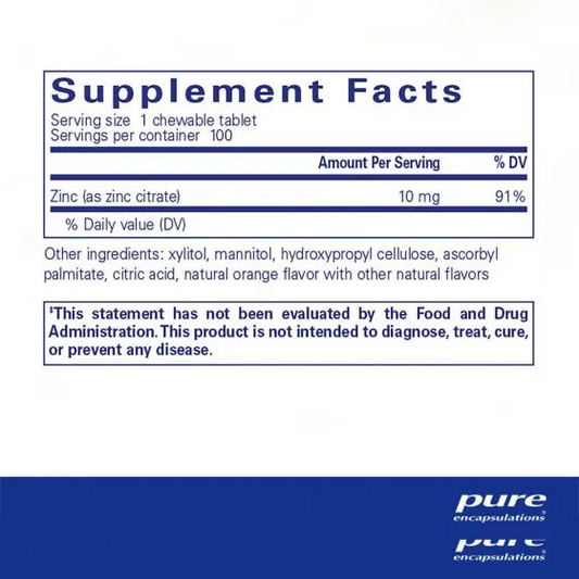 Pure Encapsulations Zinc Chewables