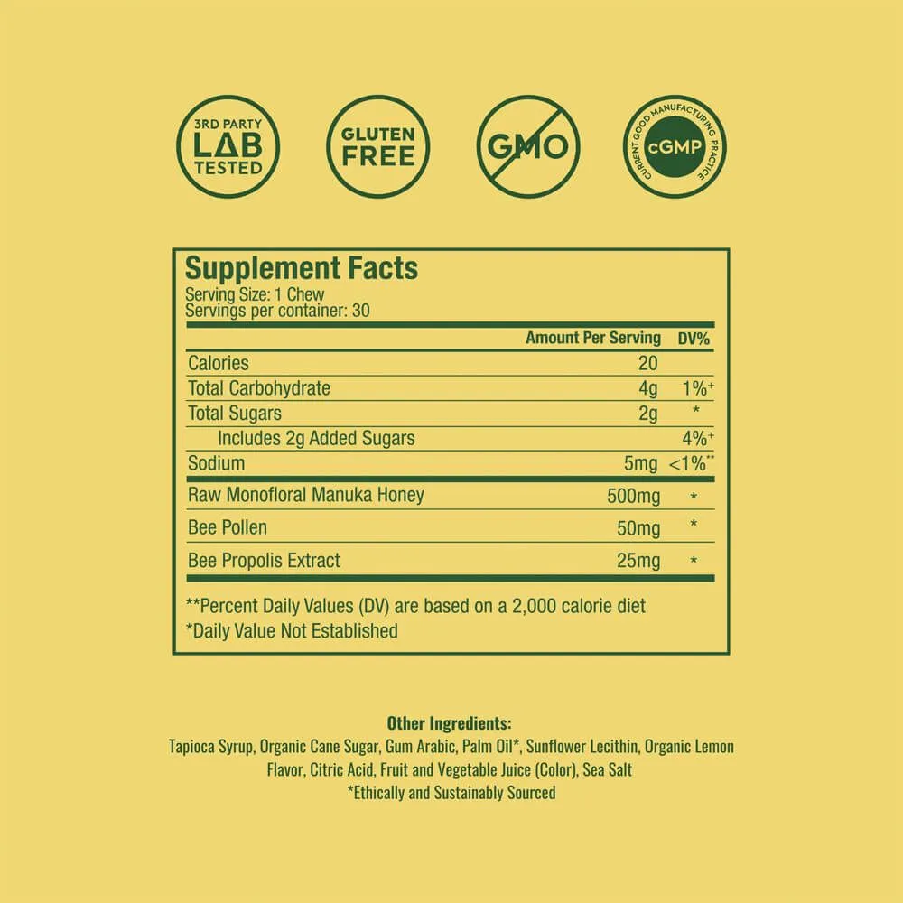 Plant People WonderBee Superfood Honey Chews - Lemon