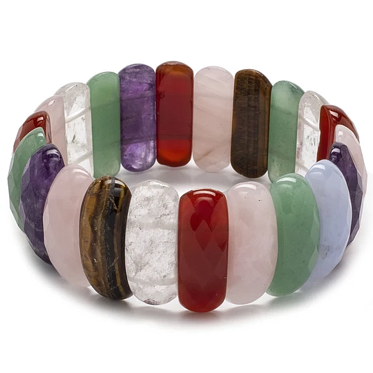 Faceted Multi-Natural Gemstone Stretch Bracelet
