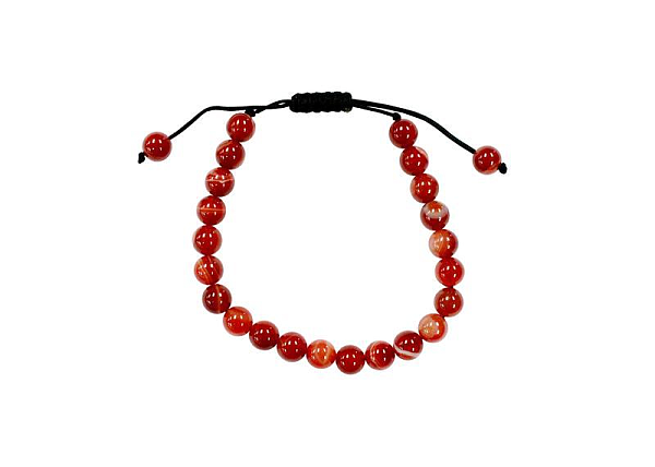 Red/White Agate Bead Slide Bracelet. 8mm