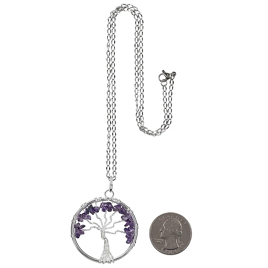 Amethyst Chakra Gemstone Tree of Life Necklace - Image 2