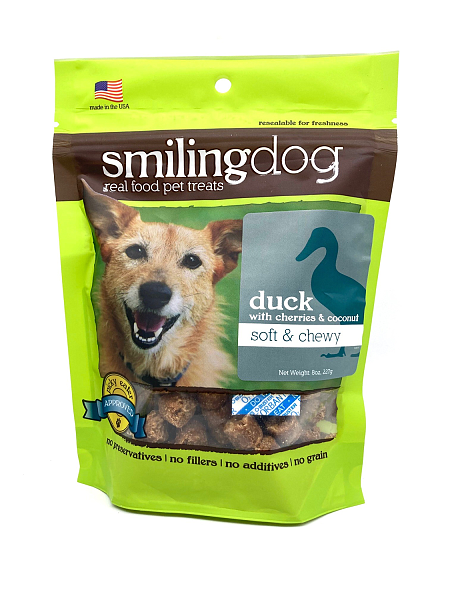 Smiling Dog Soft & Chewy Treats, Duck with Cherries & Coconut