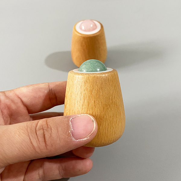 Aventurine Ball Facial Roller with wooden base