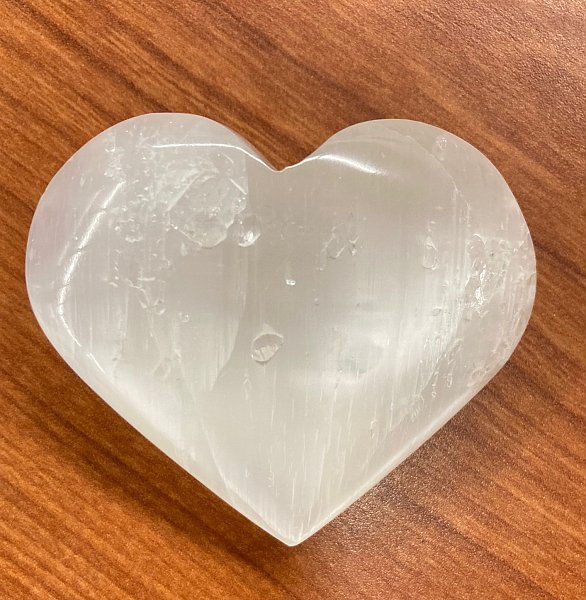 Selenite Heart, 3" Puffed