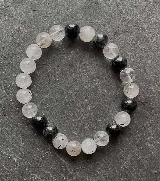 Tourmalinated Quartz Bracelet, 8mm