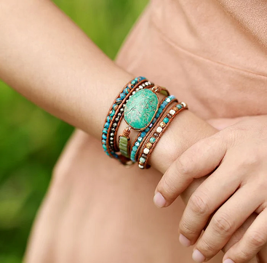 Twisted Ocean Jasper Wrap Bracelet - Image 2