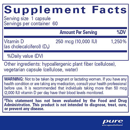 Vitamin D3, 10,000 i.u. (60 capsules) - Image 2