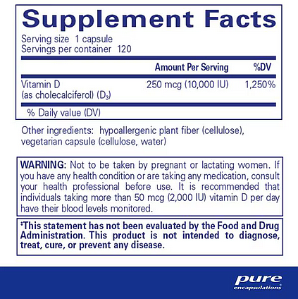 Vitamin D3, 10,000 i.u. (120 capsules) - Image 2