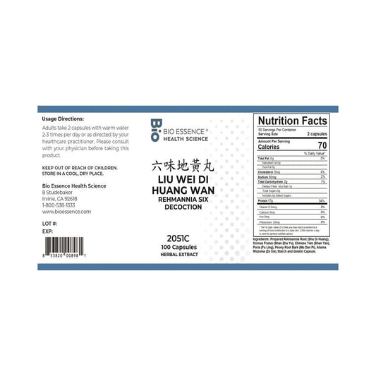 Bio Essence Liu Wei Di Huang Wan - 100 Capsules