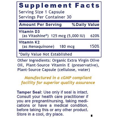 Vitamin D3+K2, 30 caps - Image 2