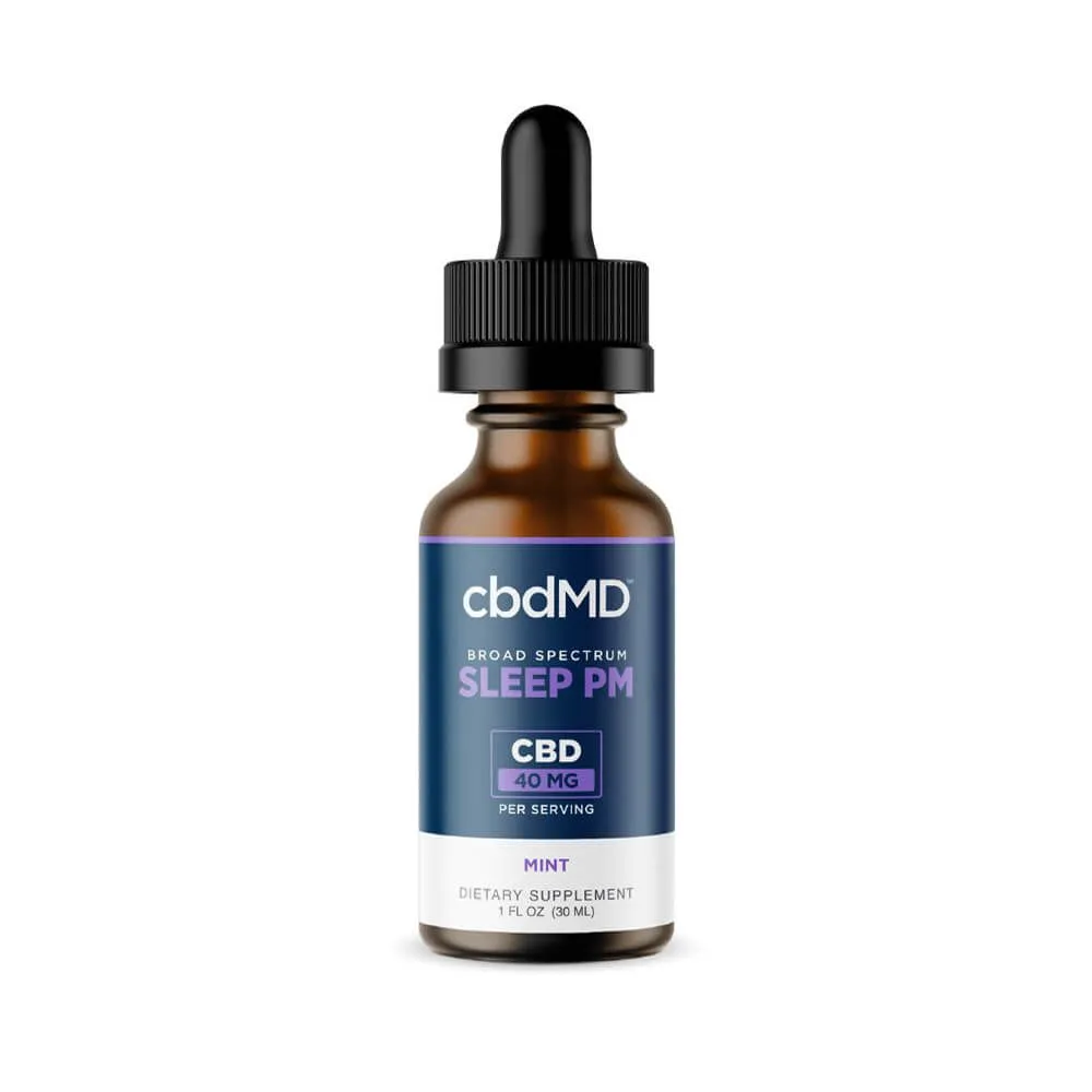 cbdMD Broad Spectrum Sleep PM CBD Oil Tincture Drops - 30mL/1500mg