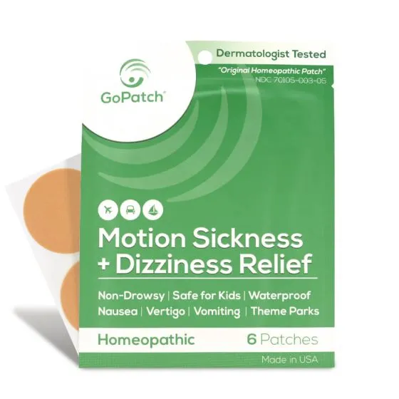 GoPatch Motion Sickness + Dizziness Relief Homeopathic Patch Pack of 6