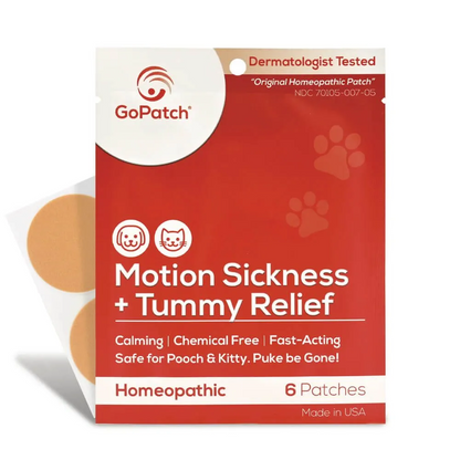 GoPatch Pet Motion Sickness + Tummy Relief Homeopathic Patch Pack of 6