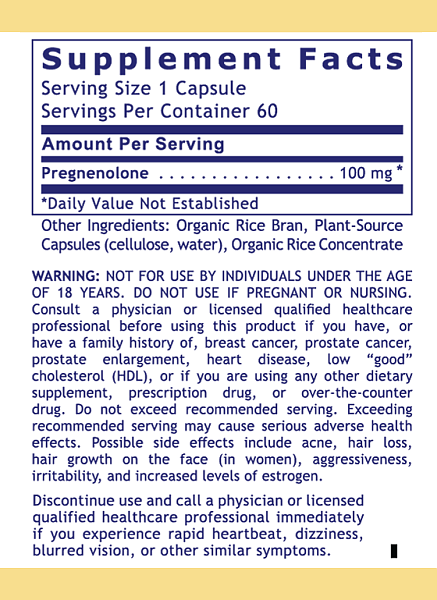 Pregnenolone, 60 caps - Image 3