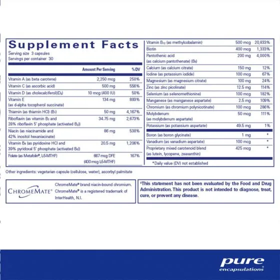 Pure Encapsulations Nutrient 950 w/o Cu & Fe