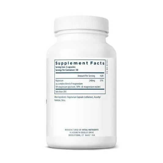 Vital Nutrients Magnesium Glycinate + Malate - 100 Capsules