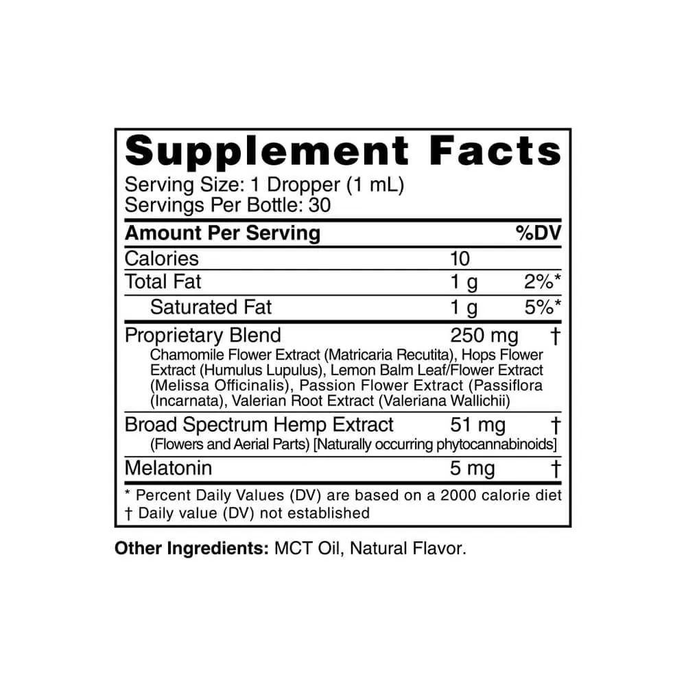 cbdMD Broad Spectrum Sleep PM CBD Oil Tincture Drops - 30mL/1500mg