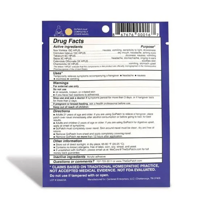GoPatch Hangover Relief Homeopathic Patch Pack of 6