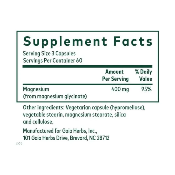 Gaia Herbs PRO Magnesium Glycinate 400 - 180 Capsules