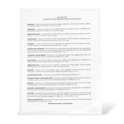 AcuFacial Muscle-Meridian Chart