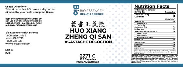 Huo Xiang Zheng Qi San, 100 Caps