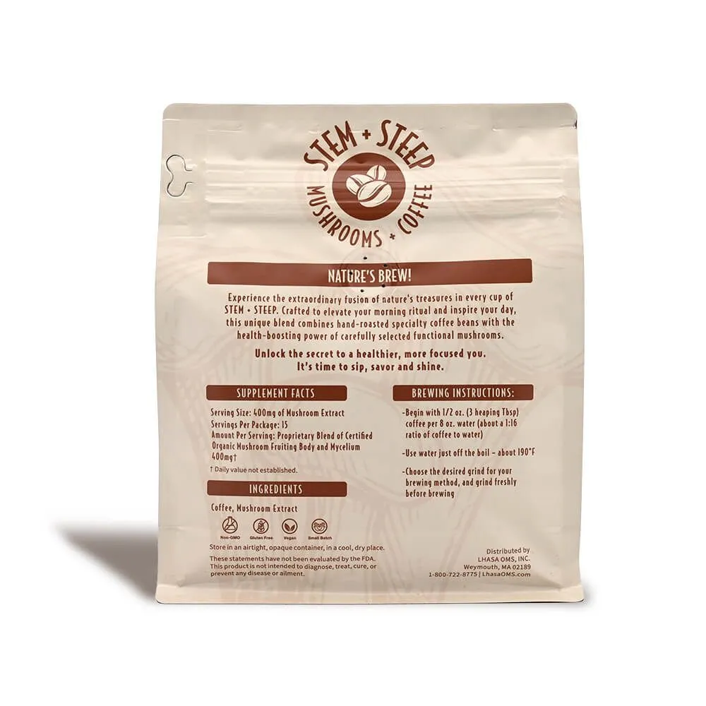 HERBvantage Stem + Steep Mushroom Coffee - Medium-Dark Roast