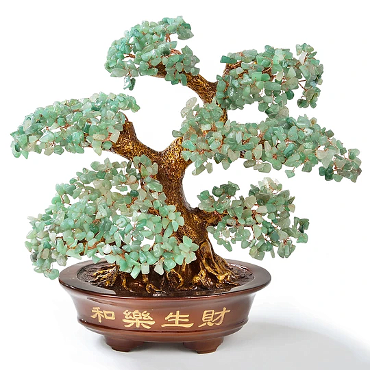 Aventurine Tree of Life on Resin & Wood Base with 1251 gemstones