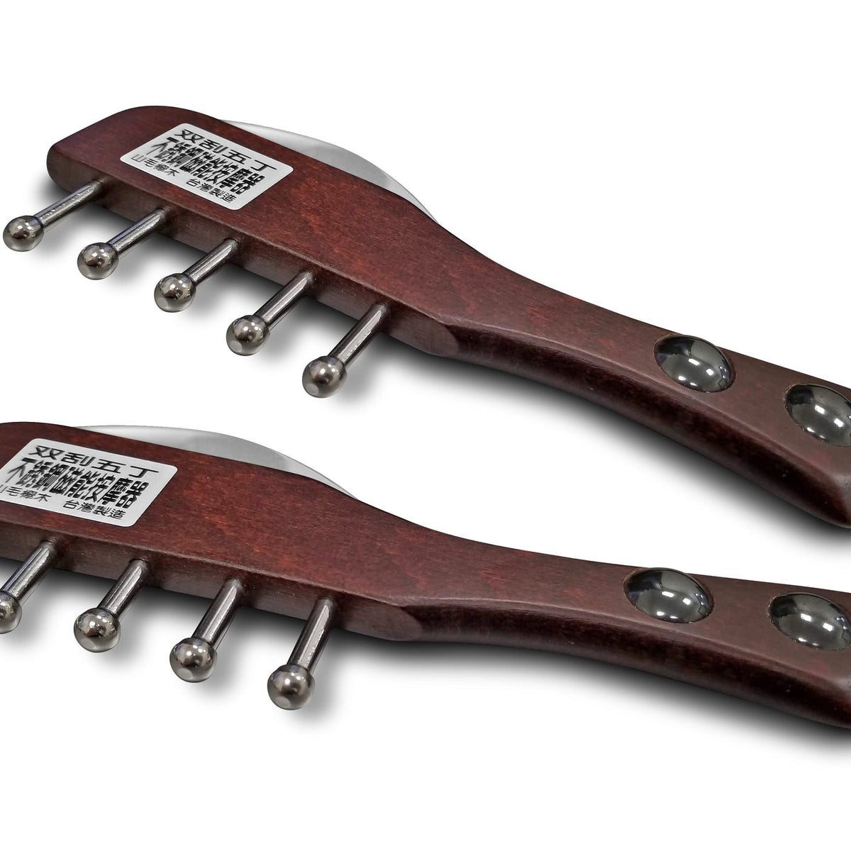 Gua Sha & Body Massage Multi-purpose Tool (stainless steel, Beech wood, magnetic energy)