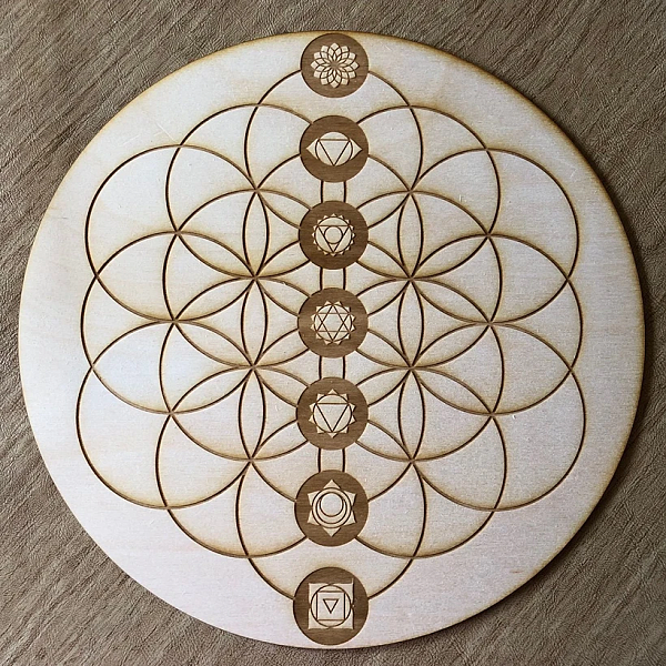 Flower of Life Chakras Crystal Grid, 12"