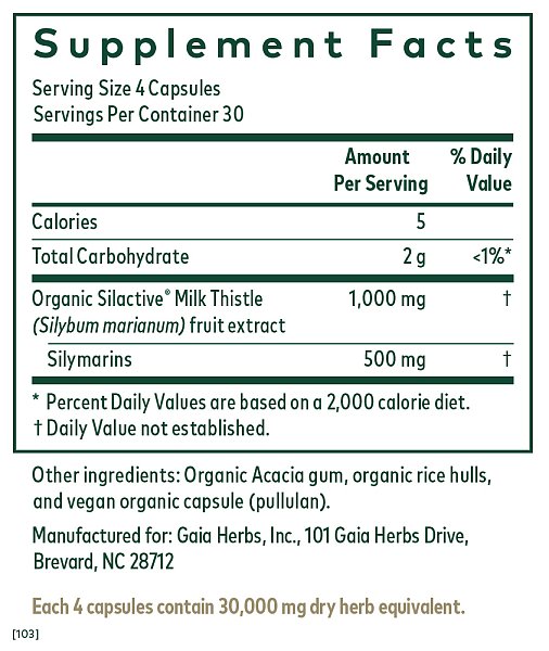 Milk Thistle 1000 Phyto-Caps, 120ct - Image 2