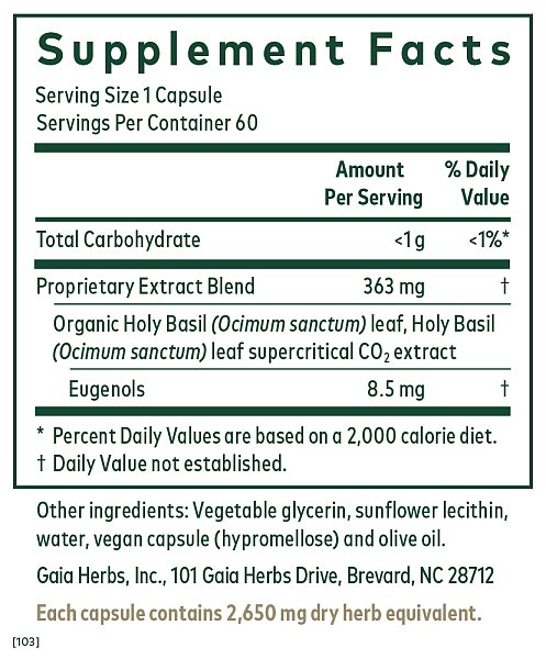 Holy Basil Phyto-Caps, 60ct - Image 2