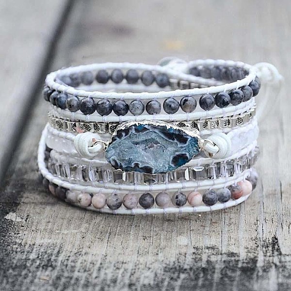 Magical White Labradorite & Druzy Bracelet