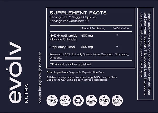NAD+ Resveratrol, 60 Caps - Image 2