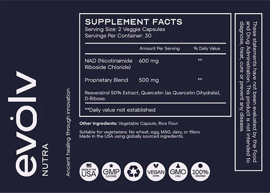 NAD+ Resveratrol, 60 Caps - Image 2
