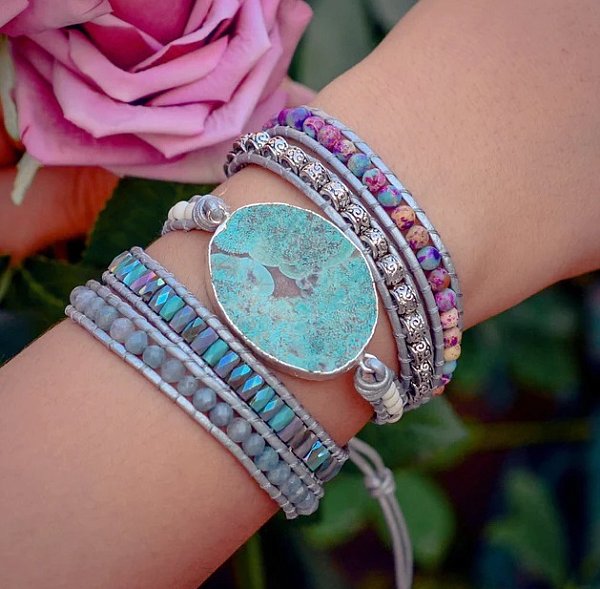 Ocean Jasper Protection Wrap Bracelet - Image 4