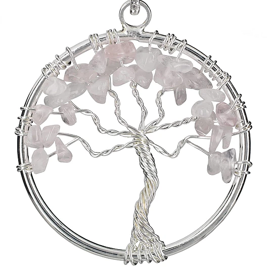 Rose Quartz Chakra Gemstone Tree of Life Necklace