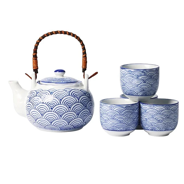 Porcelain Tea Set, Seikaiha - 22oz