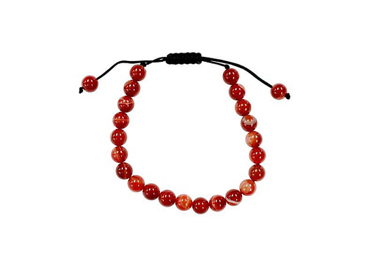 Red/White Agate Bead Slide Bracelet. 8mm