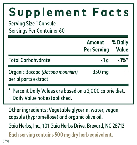 Bacopa Monnieri Phytocaps, 60ct - Image 2