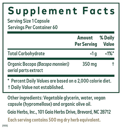 Bacopa Monnieri Phytocaps, 60ct - Image 2