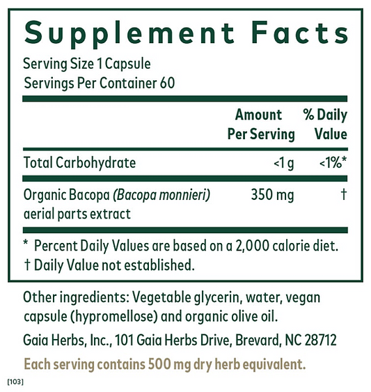 Bacopa Monnieri Phytocaps, 60ct - Image 2
