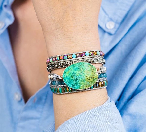 Ocean Jasper Protection Wrap Bracelet - Image 2