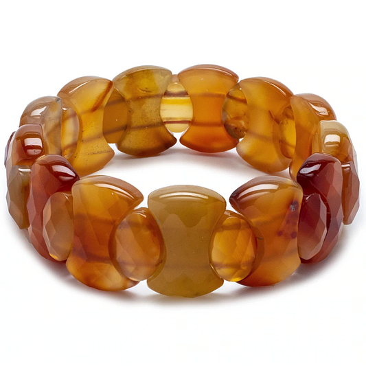 Carnelian Faceted Natural Gemstone Elastic Bracelet