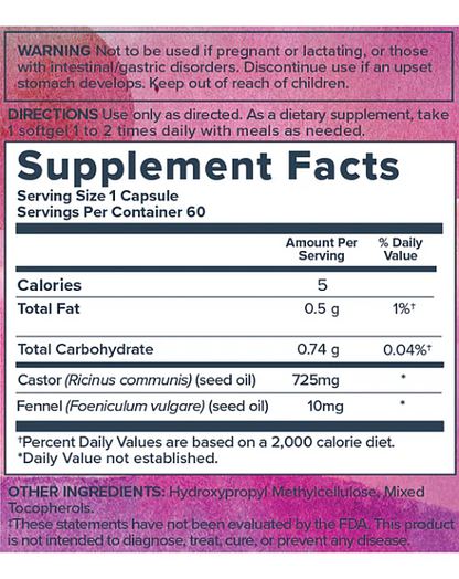 Castor Oil Vegetable Capsules, 60ct - Image 2