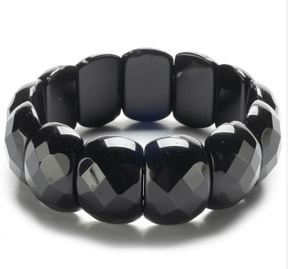 Faceted Black Agate Bracelet