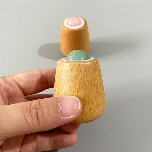 Aventurine Ball Facial Roller with wooden base