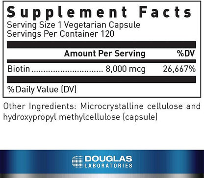Biotin 8 MG, 120 capsules [ EXPIRES 01-2027 ] - Image 2
