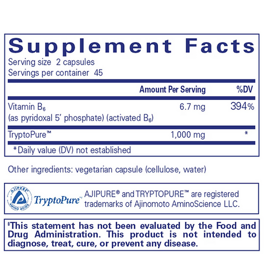 l-Tryptophan (90 capsules) [ EXPIRES 12-2026 ] - Image 2